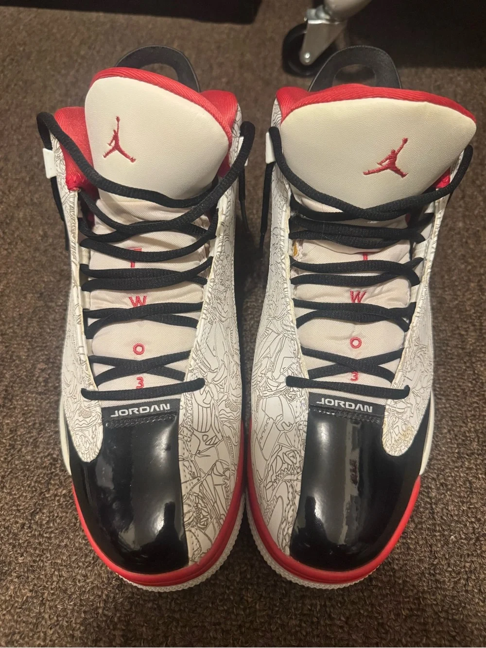 Jordan Dub 0s Red Black & White Size 11.5